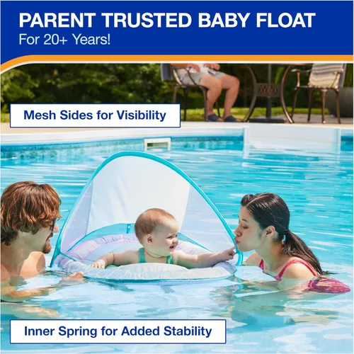 Vista 9 de SwimWays Baby Spring Float, Baby Pool Float with Canopy, Swim Training PFD, Swimming Pool Accessories for Babies and Toddlers 9-24 Months