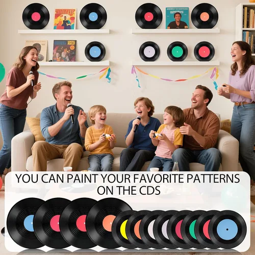 Vista 6 de Tellegloww 12 discos de vinilo en blanco para decoración de fiestas retro de 12 pulgadas y 7 pulgadas, para decoración de fiestas retro de los años