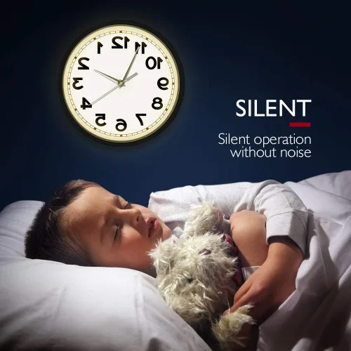 Vista 6 de Geek Alerts Números inusuales en sentido contrario a las agujas del reloj reloj hacia atrás con iluminación LED activada por sonido, reloj de pared
