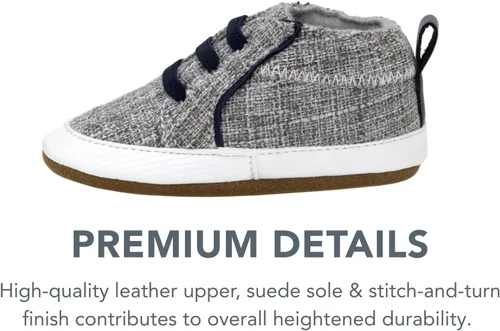 Vista 3 de Robeez Zapatos de cuna con suela suave antideslizantes para bebés varones y unisex, pantuflas mocasines para bebés y niños pequeños, 0-24 meses Lino