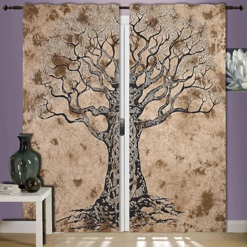 Vista 6 de Cortinas de ventana de mandala hippie indio, gitano, bohemio, sol, luna, hermosas cortinas para dormitorio, sala de estar, balcón, cenefa
