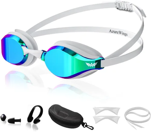 Vista 12 de Swim Goggles for Men Women – No Leak Anti-Fog UV HD Wide Vision, Racing & Swimming Goggles Black-Electroplate