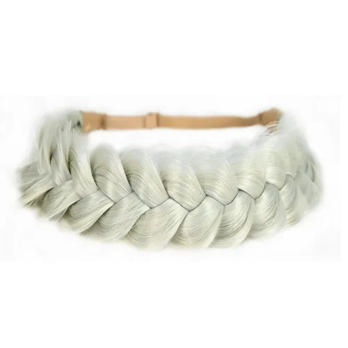 Vista 37 de Diadema trenzada sintética clásica de cabello con hebras anchas para boda, trenzas esponjosas desordenadas, banda para peluca, accesorio de belleza