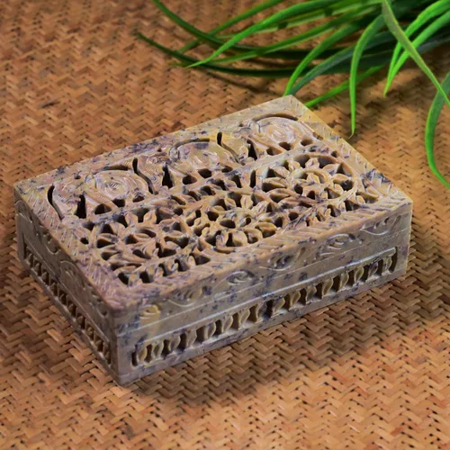 Vista 4 de Hashcart Joyero de mármol pequeña caja decorativa de tarot, caja de almacenamiento de baratijas, caja de esteatita tallada a mano, gran regalo