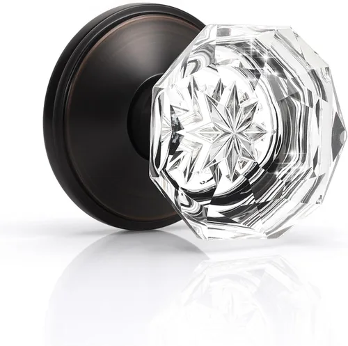 Vista 18 de Gobrico Pomo de puerta de cristal para dormitorio y baño con roseta clásica negro mate, diamante transparente octogonal para puerta interior, 1