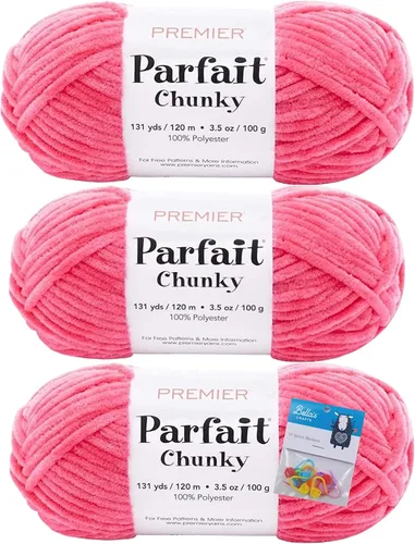 Vista 42 de Premier Yarns Parfait - Paquete de 3 unidades de felpilla gruesa de 3.5 onzas, peso supervoluminoso, paquete de 3 unidades con soportes para punto