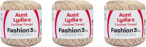 Vista 28 de Aunt Lydia Classic Crochet - 3 unidades de 350y/1,049.9 ft - Natural Tamaño 10 3 capas 100% algodón mercerizado hilo de ganchillo para tapetes