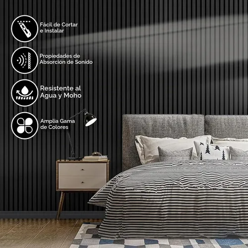 Vista 3 de EVERECO Paquete de 4 paneles de madera de 94.5 x 11 pulgadas para pared, paneles acústicos insonorizados de pared, paneles de pared 3D