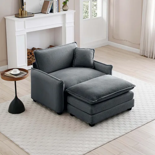 Vista 87 de Sofá Loveseat Grande en Beige y Blanco de 194.8 cm, Sofás Seccionales de 2 Plazas Grandes para Sala de Estar, Sofá Seccional Modular de Tela