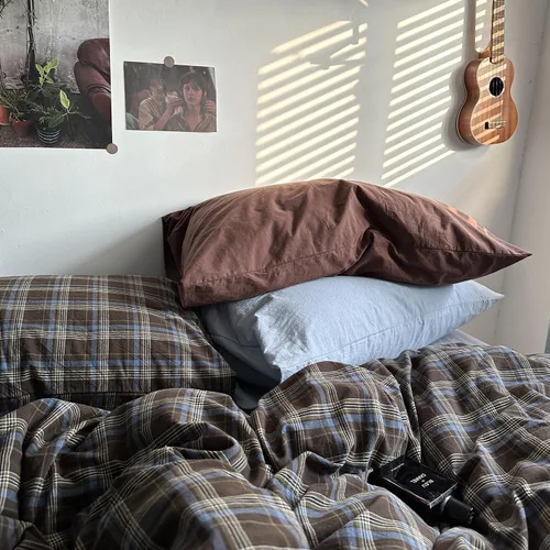 Vista 286 de mixinni Juego de funda de edredón vintage a rayas, tamaño twin, juego de ropa de cama de 3 piezas, 100% algodón lavado, suave y transpirable, funda