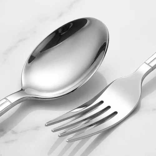 Vista 2 de Cuchara/cubiertos de tenedor de cuchillo de acero inoxidable de 80 piezas, servicio para 16