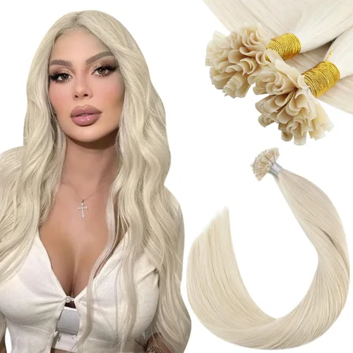 Vista 45 de Ugeat - Extensiones de cabello humano con microanillo, 14 pulgadas, extensiones de cabello Remy con microcuentas de 1 gm/hebra, 50 gms, extensiones