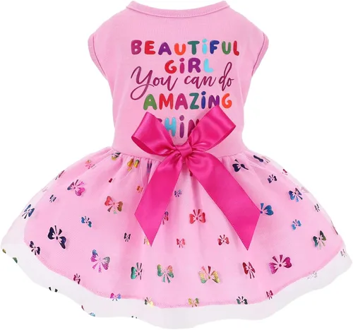 Vista 13 de Yikeyo Vestido de perro para primavera y verano, ropa de perro para perros pequeños, falda para perros pequeños, vestidos de cachorro, vestido