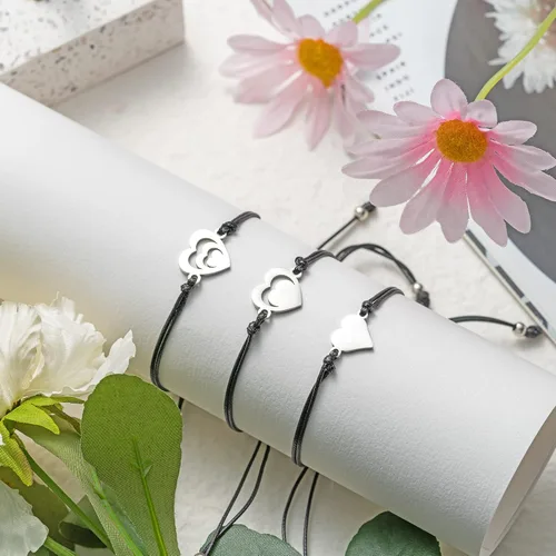 Vista 5 de B1ykin Generation Bracelets Mothers Day Gifts for Grandma Mother Auntie Adjustable Matching Cutout Heart Wish Bracelet Memento Jewelry Sets