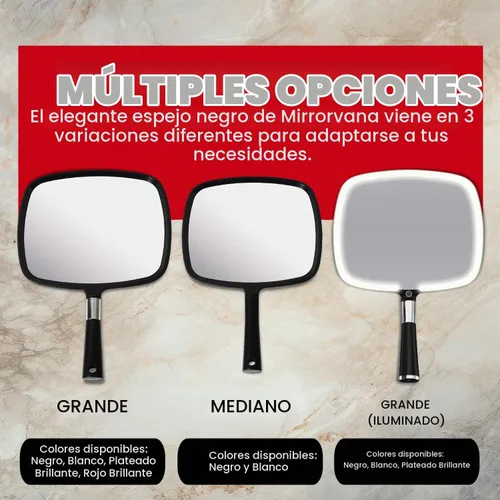 Vista 7 de MIRRORVANA Espejo de mano con mango ergonómico para maquillaje, 8" x 11