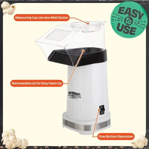 Vista 4 de Máquina eléctrica de palomitas de maíz de 1200 W, máquina de palomitas de maíz rápida sin aceite, máquina de palomitas de maíz con taza medidora