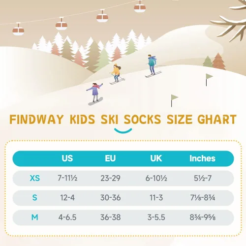 Vista 6 de findway Calcetines de esquí para niños de lana merina (2 o 3 pares), calcetines cálidos de invierno, calcetines térmicos de snowboard para niños