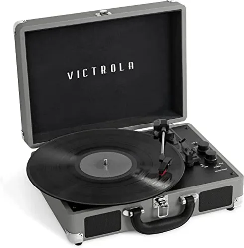 Vista 11 de Victrola Journey+ - Reproductor de discos portátil con Bluetooth en maleta – Altavoces integrados, reproductor de vinilos de 33-1/3, 45 y 78 RPM