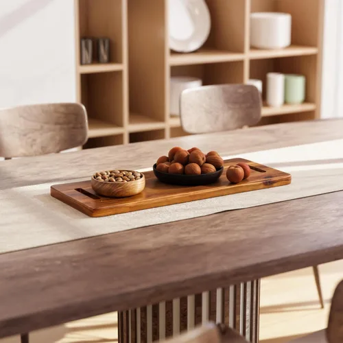 Vista 7 de TIDITA Tabla de Charcutería Grande de Madera de Acacia de 24" con Asas - Tablas de Madera Extra Largas para Servir Quesos - Plato Rectangular