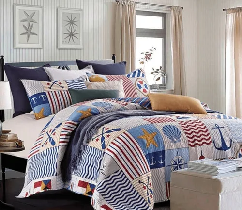Vista 11 de Virah Bella Juego de ropa de cama tamaño matrimonial/queen, edredón reversible ligero con estampado botánico índigo, con 2 fundas de almohada a