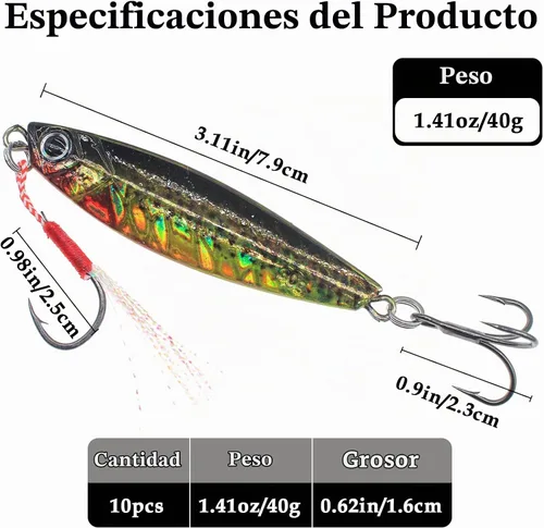 Vista 6 de Plantillas de pesca verticales de agua salada, cuchara de jigging vertical, señuelos de atún de pesca, señuelos artificiales de pesca para atún