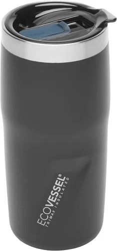 Vista 8 de EcoVessel METRO - Vaso de acero inoxidable al vacío, botella de agua aislada, taza de café de viaje con tapa deslizante y base antideslizante, taza
