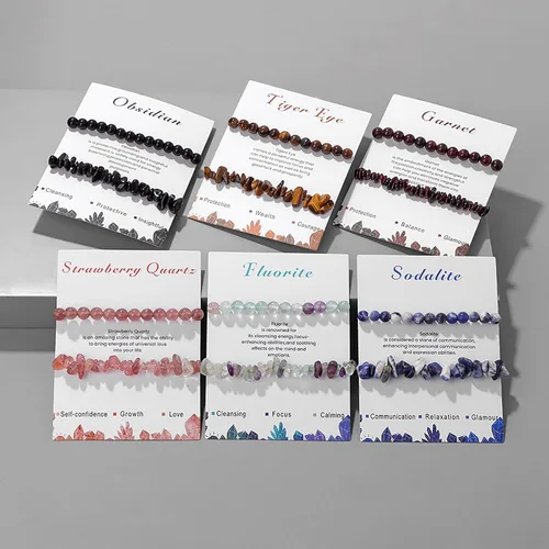 Vista 34 de Pulseras de cristal curativo para mujer, 2 pulseras de piedra natural de 0.236 pulgadas, pulseras elásticas de cuentas de cristal hechas a mano