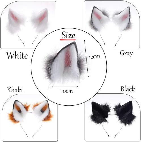 Vista 3 de Fox Tail - Diademas de orejas, guantes de garras y cinturones de colita de diferentes animales para fiestas de disfraces, fiestas de Haloween