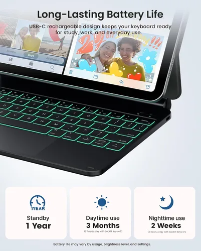 Vista 9 de typecase Funda de teclado Edge para iPad de 11ª generación A16 (2025) y 10ª generación de 10.9 pulgadas (2022) - Trackpad multitáctil, teclado