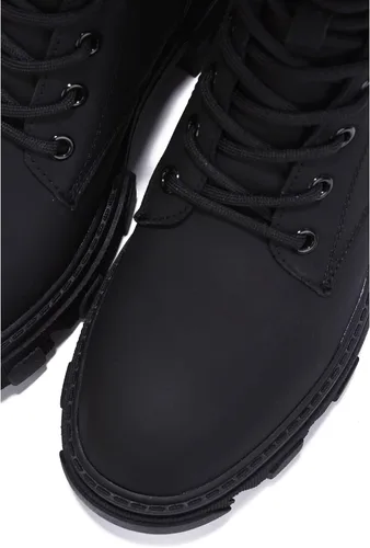 Vista 4 de Cape Robbin Chrisley Botas de combate para mujer, botas de plataforma con tacones gruesos de bloque, botas altas para mujer