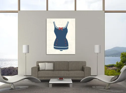 Vista 3 de Jaxson Rea Lienzo envuelto en la galería de papel de periódico Retro Swimwear I de Emily Adams, 12 x 15 pulgadas