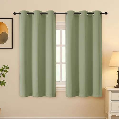 Vista 195 de Simplebrand Juego de 2 paneles de cenefa aguamarina para ventana de cocina de 14 pulgadas de largo, cortinas de oscurecimiento de habitación