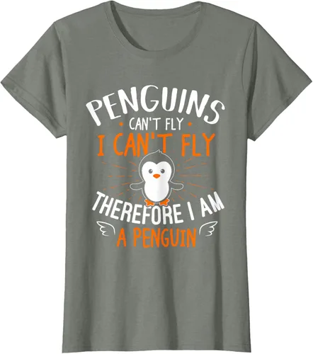 Vista 19 de Penguins Can't Fly Shirt - Camiseta de regalo para amantes de los pingüinos, Azul Azul Marino