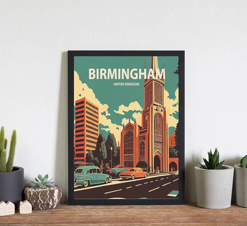 Vista 5 de Birmingham - Póster impreso artístico, decoración de pared del Reino Unido, arte del Reino Unido, decoración del hogar, obra de arte