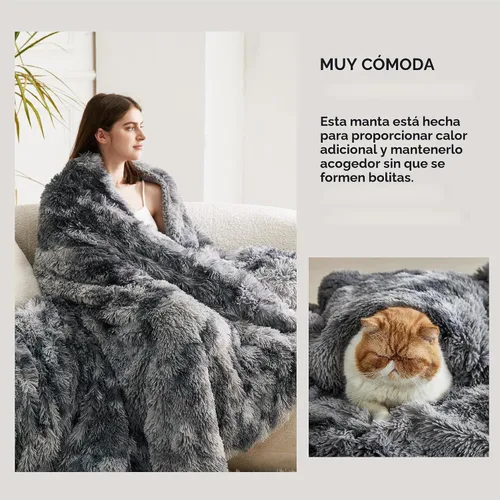 Vista 3 de Bedsure GentleSoft Manta de Tiro de Piel Sintética Esponjosa y Suave para Sofá, Forro Polar Sherpa Suave Regalos Acogedores para Mujeres, Manta