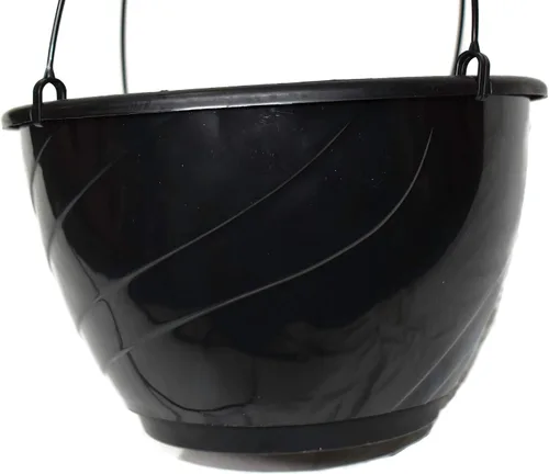 Vista 3 de Cesta colgante de plástico negro de 12 pulgadas de diámetro (2)