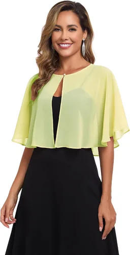 Vista 3 de TONGFANTFL Capelets de gasa para mujer, chal para vestido de noche Verde (Baby Green)