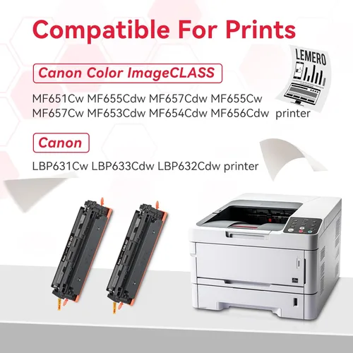 Vista 3 de LEMERO 067 - Tóner negro compatible con Canon 067 Cartuchos de tóner negro 067H para Canon MF656Cdw Cartuchos de tóner MF654Cdw MF653Cdw LBP632Cdw