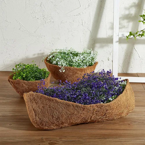Vista 6 de 1 pieza de revestimientos de coco para macetas, revestimientos de repuesto para cestas colgantes, inserto de coco duradero para jardín al aire libre