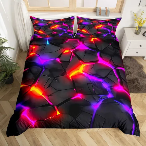 Vista 17 de Juego de ropa de cama geométrica de panal verde y azul, funda de edredón hexagonal estereoscópica para niños y niñas, funda de edredón hexagonal