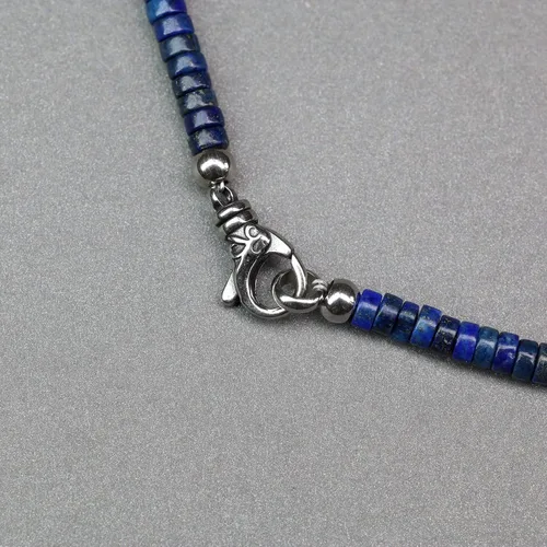 Vista 5 de COAI Collar de cuentas para hombre, collar de cristal Heishi para hombres de 20 a 26 pulgadas Lapislázuli