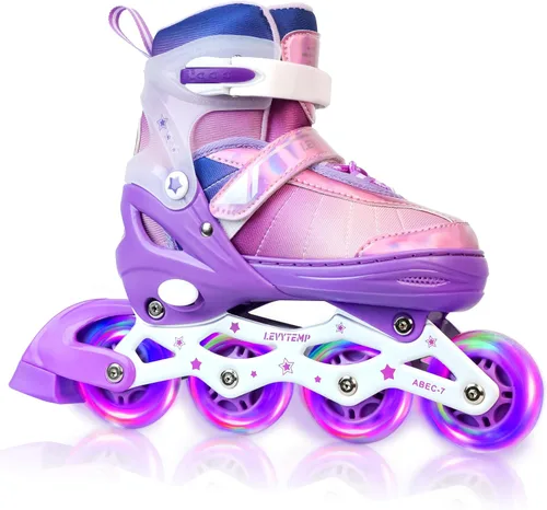 Vista 9 de Patines en línea ajustables para niños, niñas y adultos, patines con todas las ruedas que se iluminan para exteriores, para principiantes, jóvenes