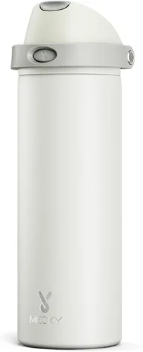 Vista 44 de Botella de agua de 24 onzas para el día de San Valentín: Botella de agua de acero inoxidable Meoky con popote y tapa de boquilla, a prueba de fugas