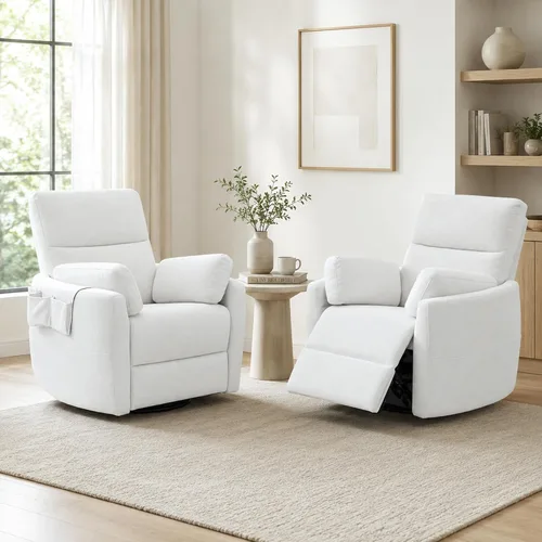 Vista 14 de Extra Wide Power Swivel Rocker Recliner Chair Nursery,Light Gray