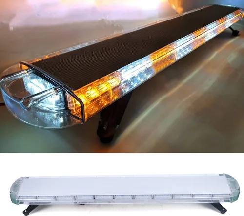 Vista 3 de Luz Estroboscópica de Emergencia de 51" con 96 LED Barra Asesor de Tráfico Respuesta Ámbar-Blanco 12V (Estilo 1)