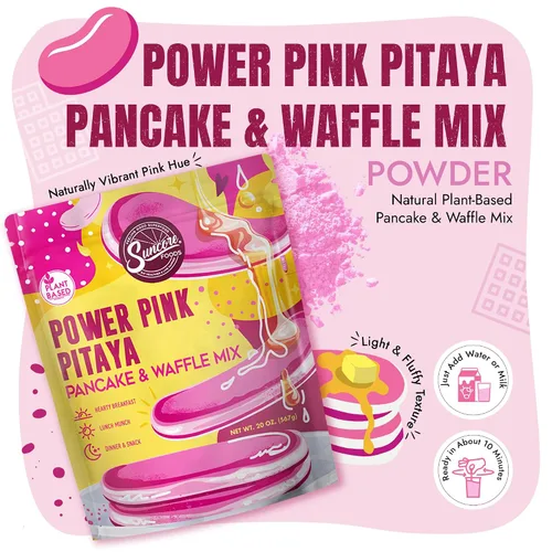 Vista 3 de Suncore Foods Pink Pitaya Dragon Fruit - Mezcla para panqueques y waffles, 20 onzas