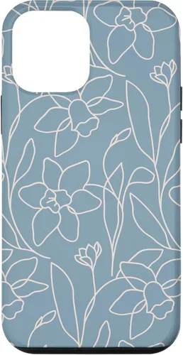 Vista 16 de Poppy Flower Line Art Modern Leaves Boho Light Blue Case for iPhone 17