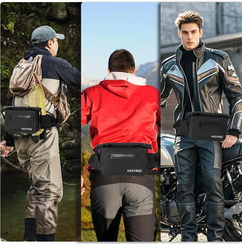 Vista 7 de Riñonera impermeable enrollable, cangurera de pesca con correa ajustable, bolsa de aparejos ligera multifuncional para deportes al aire libre