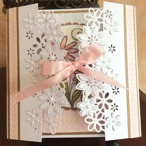 Vista 6 de Plantillas troqueladas de metal, hojas de borde de flores, plantillas cortadas para álbumes de recortes, álbumes de recortes, troqueles decorativos