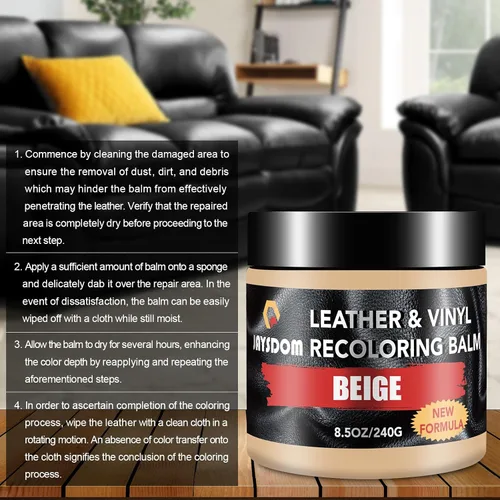 Vista 3 de Bálsamo recolorante de cuero – Kit de tinte, reparación y restaurador todo en uno para sofás, asientos de automóvil, bolsos, zapatos, removedor